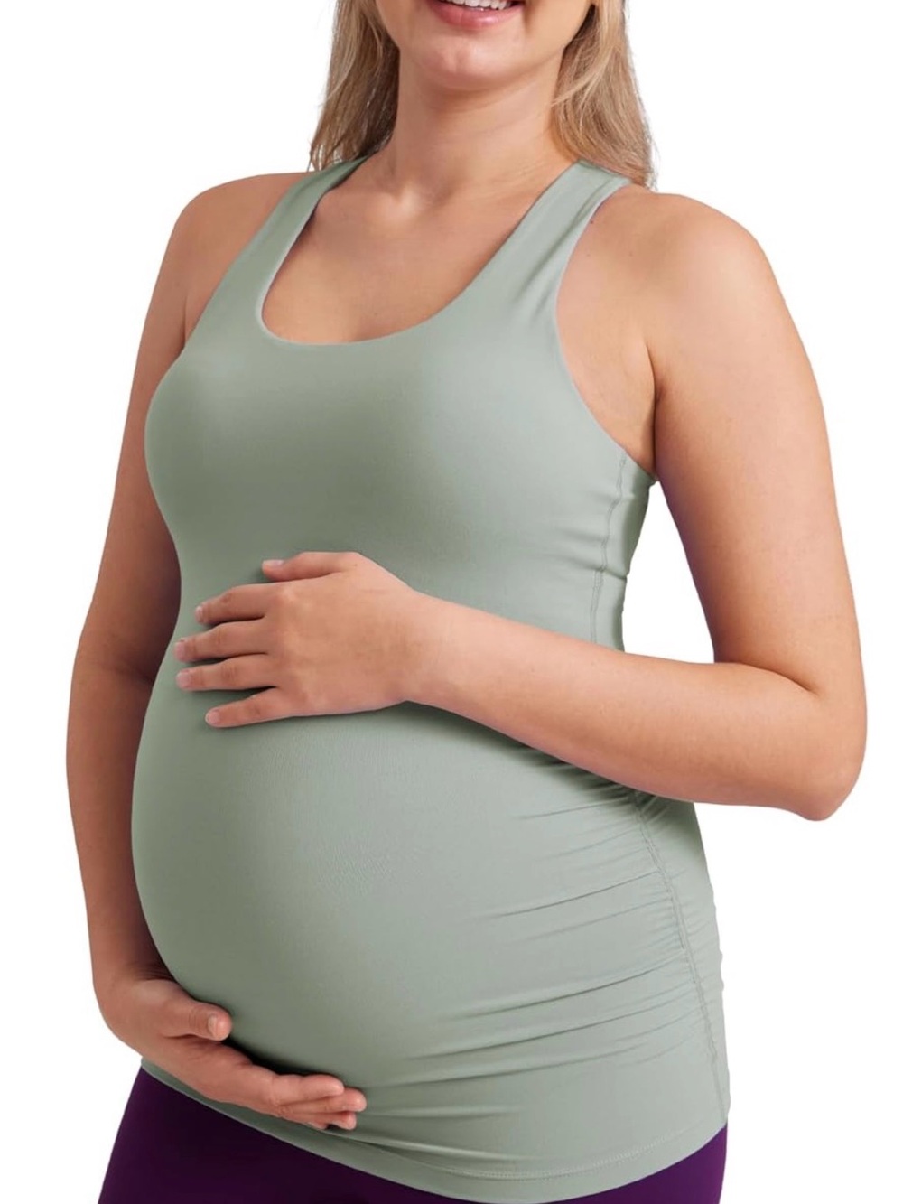 CRZ YOGA Sage Green Maternity Racerback Tank
